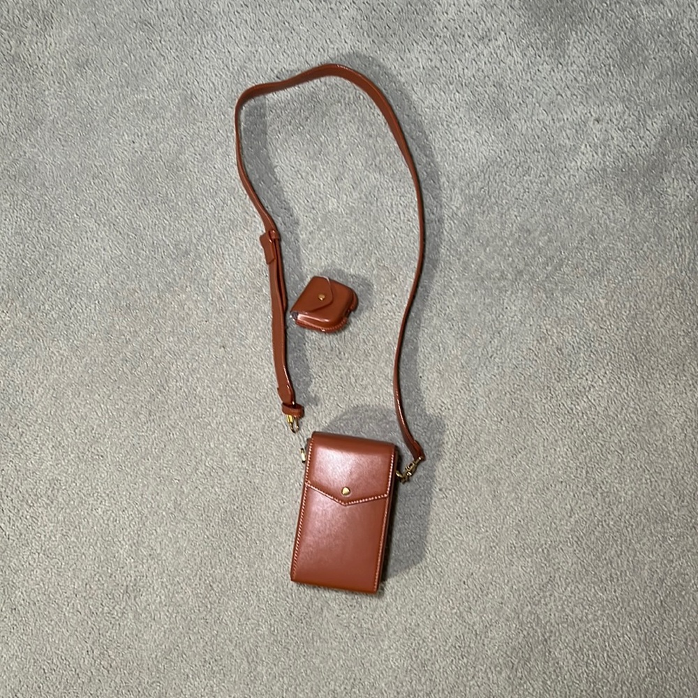 Charles And Keith Crossbody Cognac 2piece bag